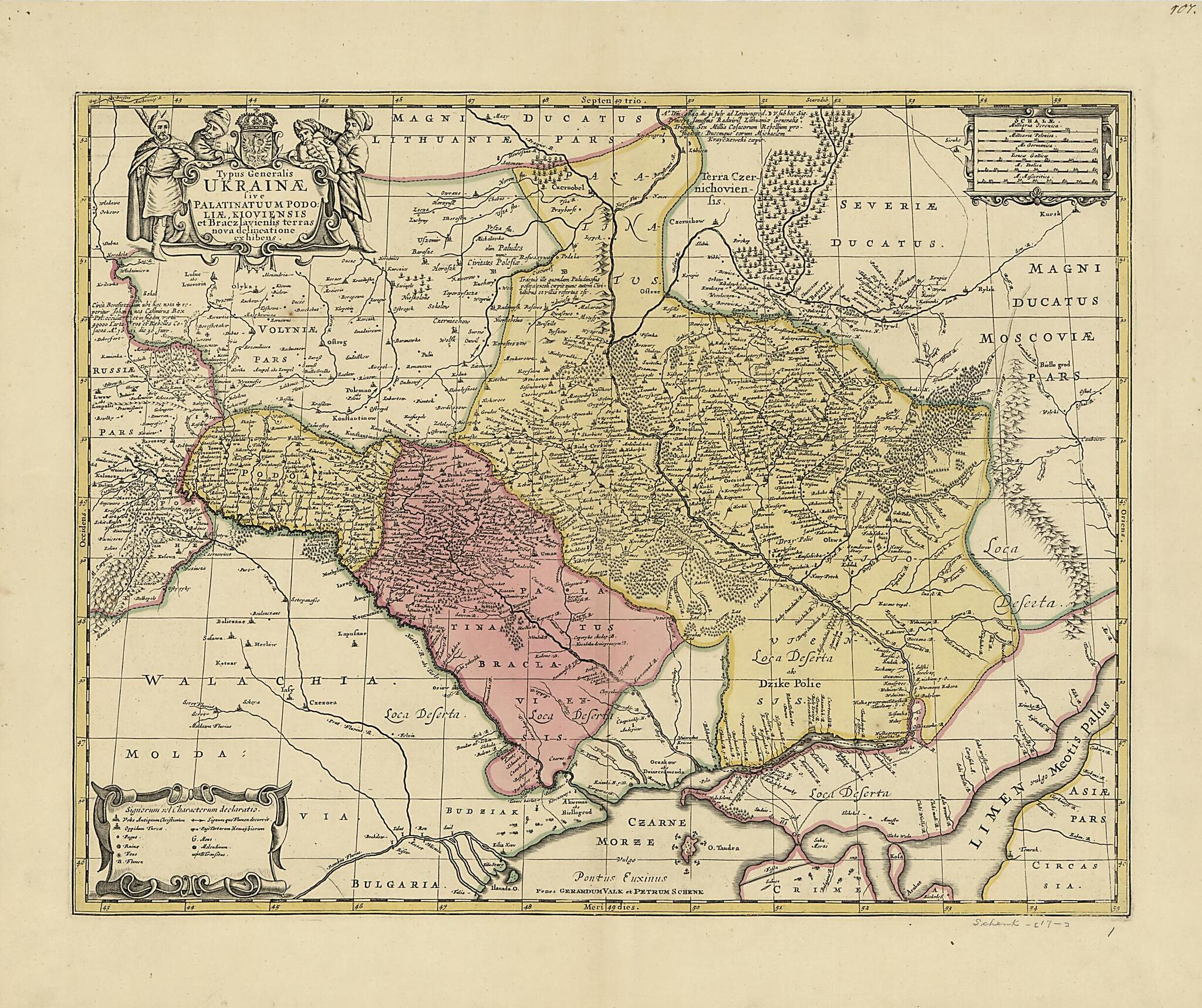 This old map of Typus Generalis Ukrainae : Sive Palatinatuum Podoliae, Kioviensis Et Braczlaviensis Terras Nova Delineatione Exhibens from 1705 was created by Peter Schenk, G. (Gerard) Valck in 1705