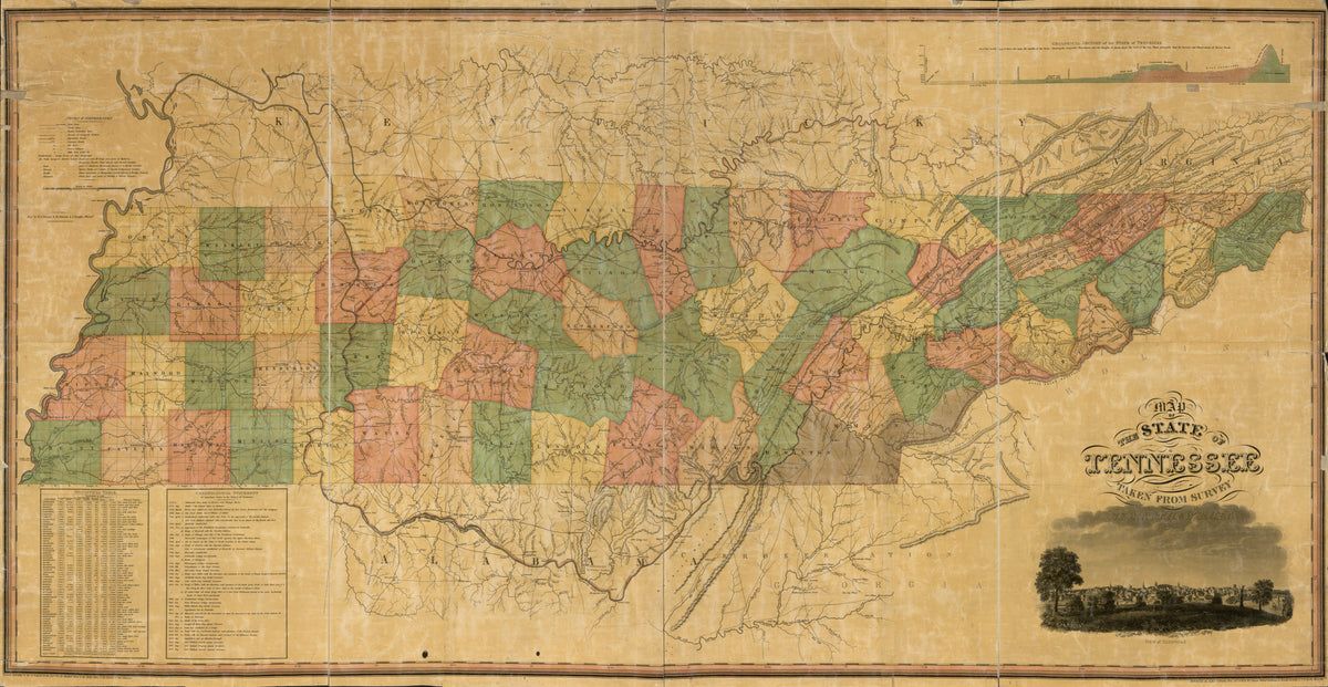 A Map of the State of Tennessee Taken From Survey in 1832 by Relic Map Company