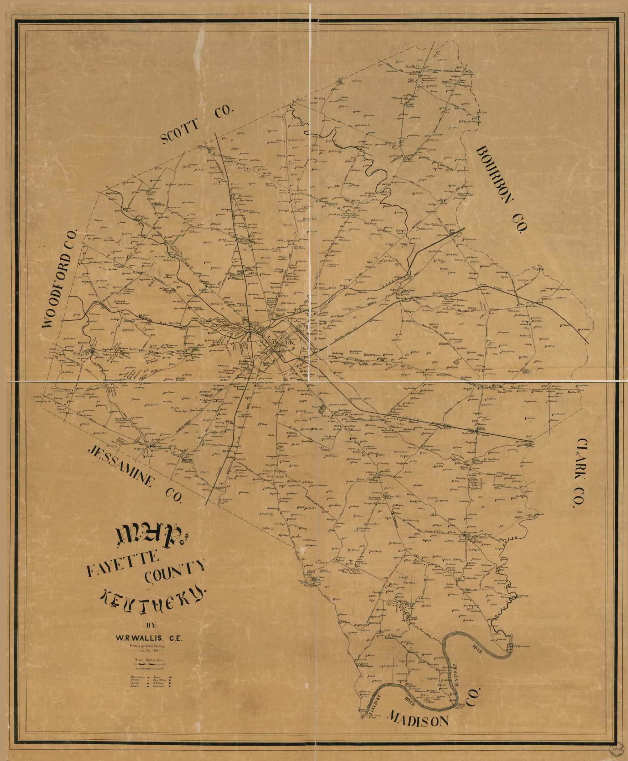 This old map of Map of Fayette County, Kentucky from 1891 was created by W. R. Wallis in 1891
