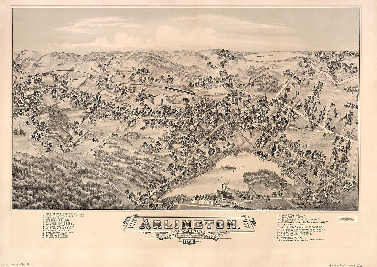 Arlington, Massachusetts, 1884 by Relic Map Company