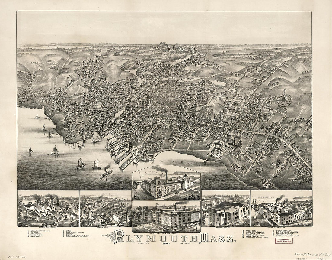 This old map of Plymouth, Massachusetts, from 1882 was created by O.H. Bailey & Co in 1882