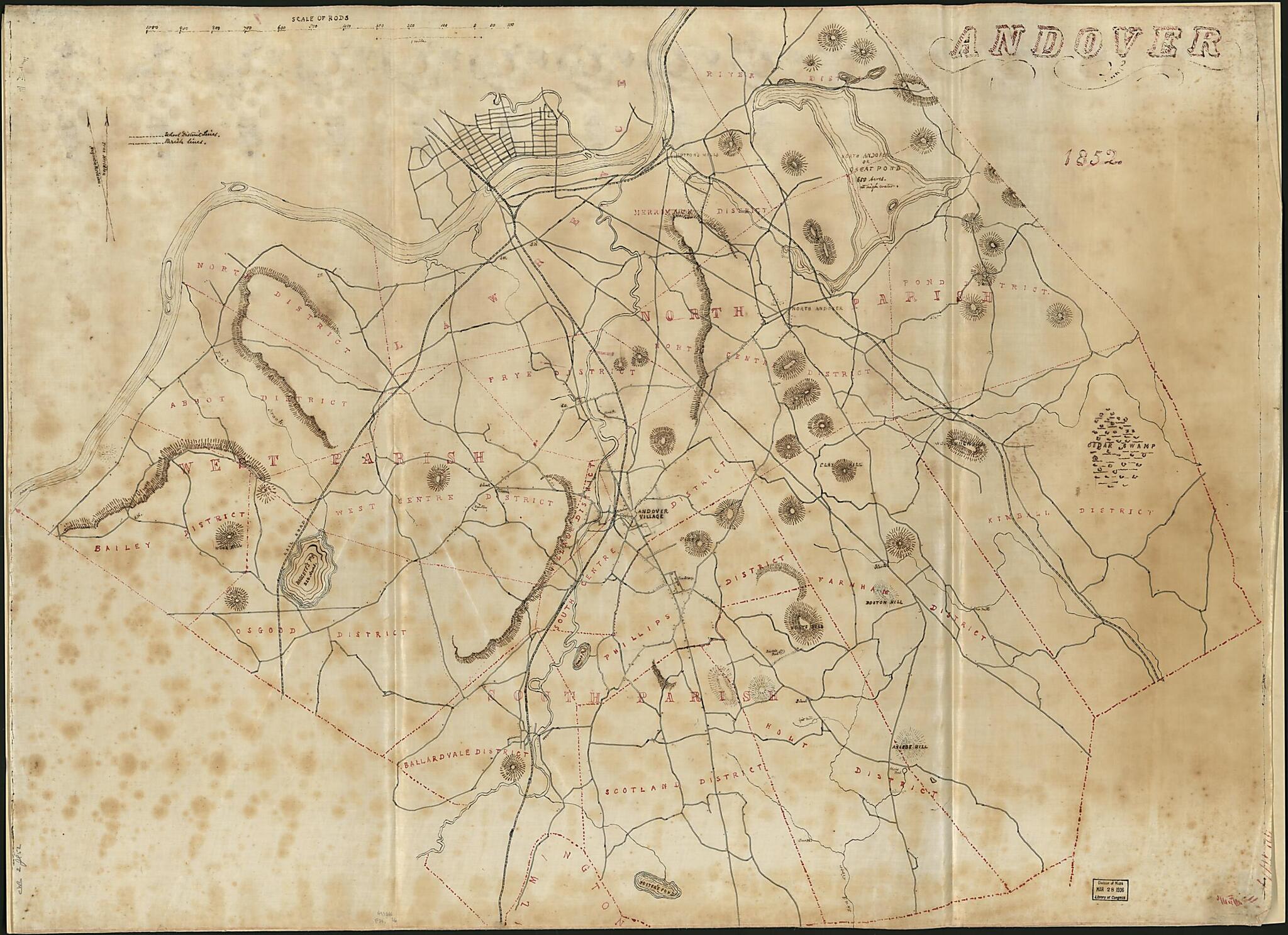 This old map of Andover, from 1852 was created by in 1852