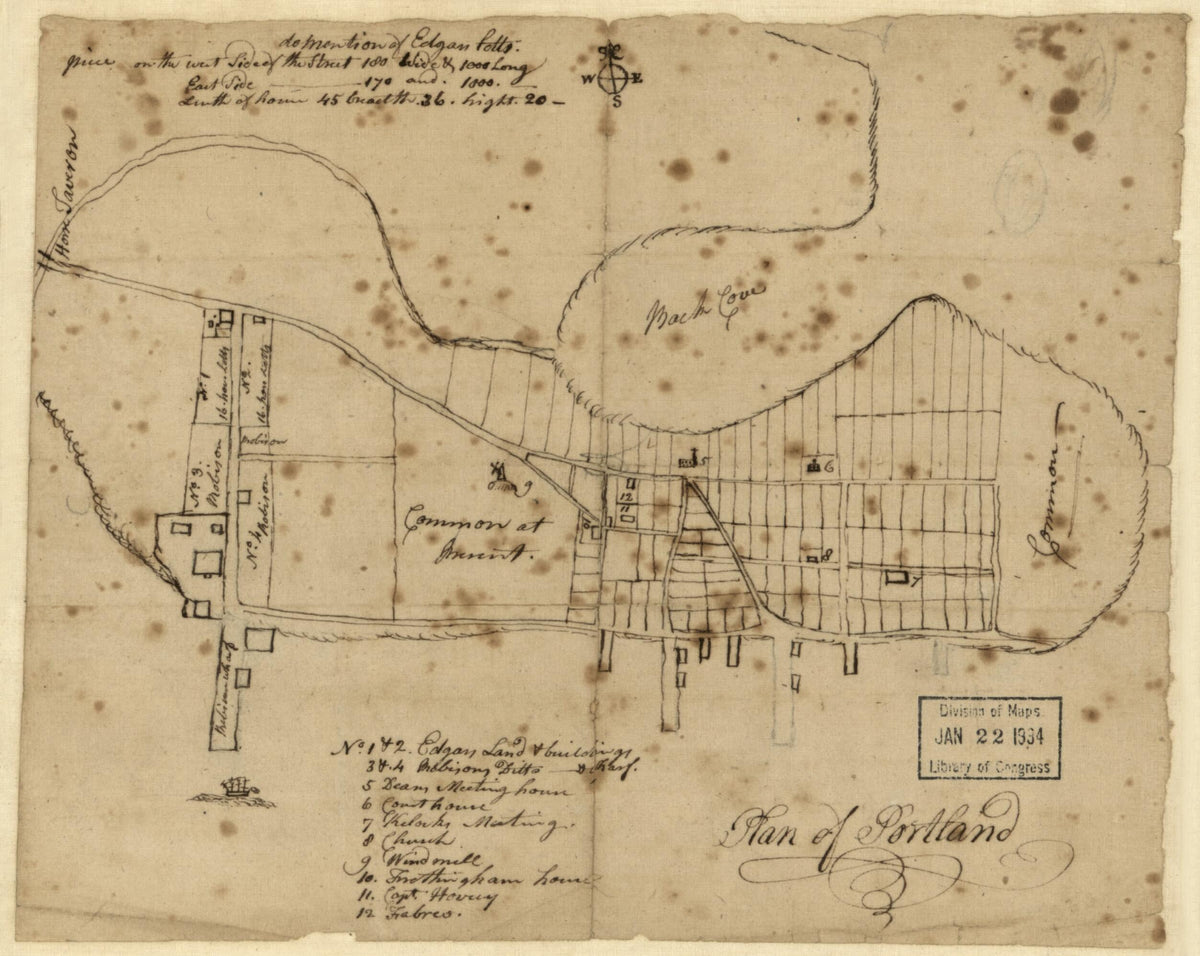 Plan of Portland 1800 by Relic Map Company