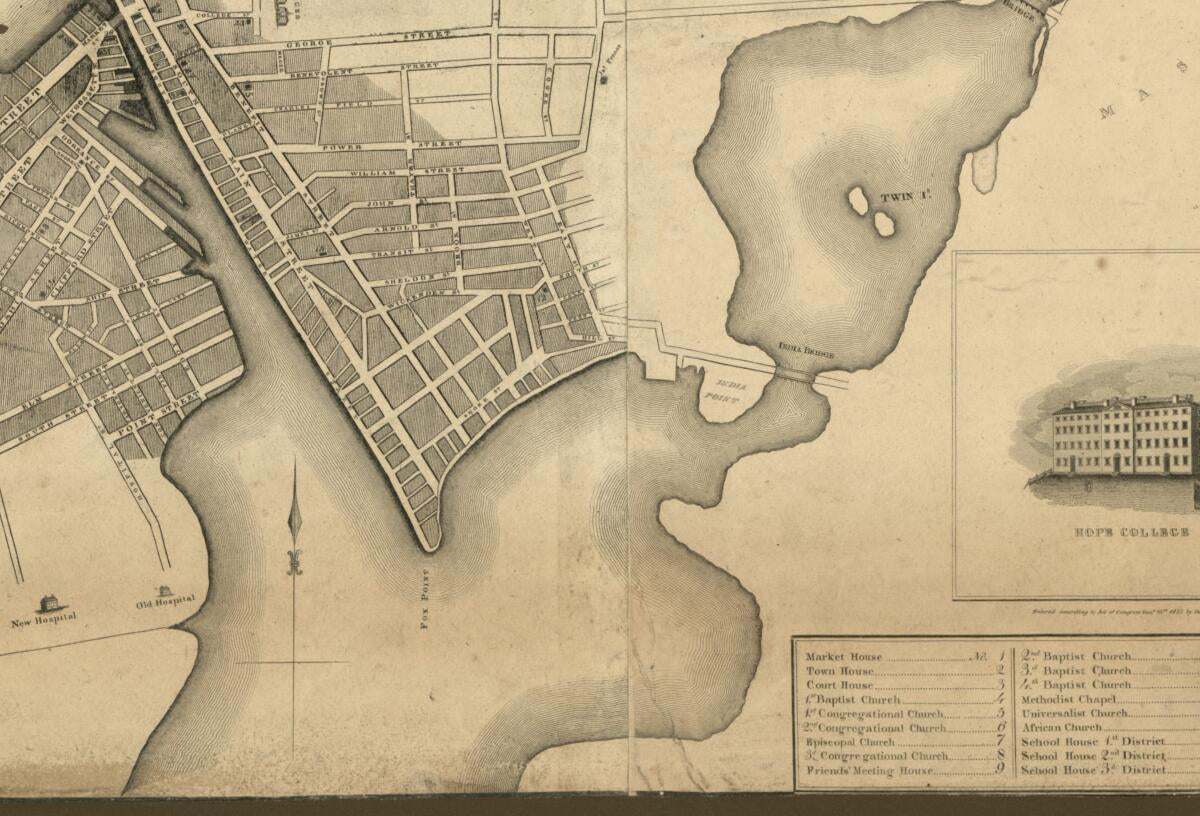 This old map of Map of the Town of Providence : from Actual Survey from 1823 was created by Daniel Anthony in 1823