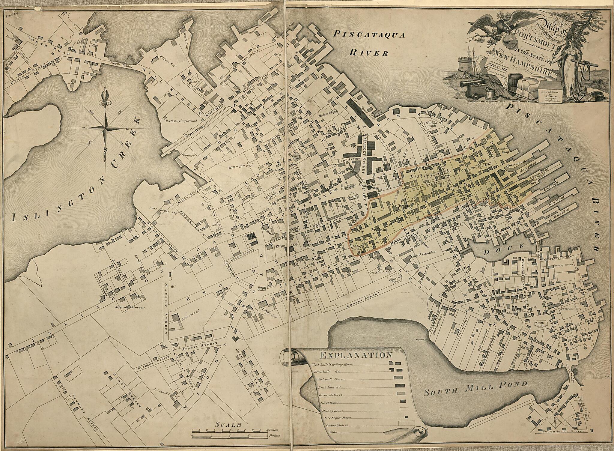 Map of the Compact Part of the Town of Portsmouth In the State of New Hampshire : 1813 by Relic Map Company