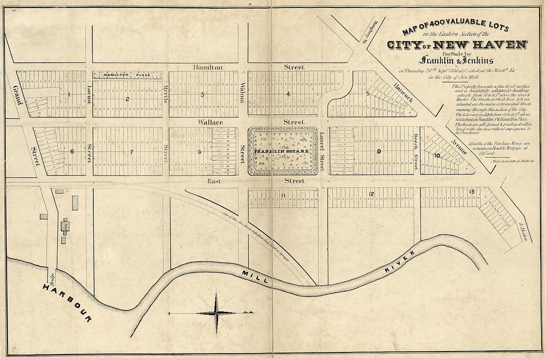 This old map of Map of 400 Valuable Lots In the Eastern Section of the City of New Haven : for Sale by Franklin & Jenkins On Thursday 24th Septr. from 1835 at 12 O&