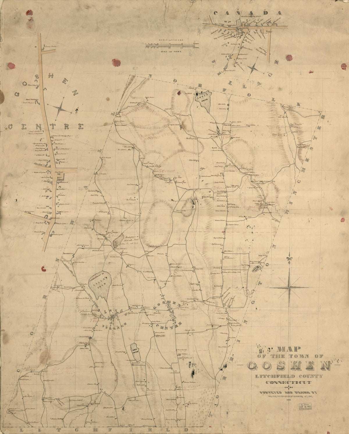 Map of the Town of Goshen, Litchfield County, Connecticut 1852 by Relic Map Company