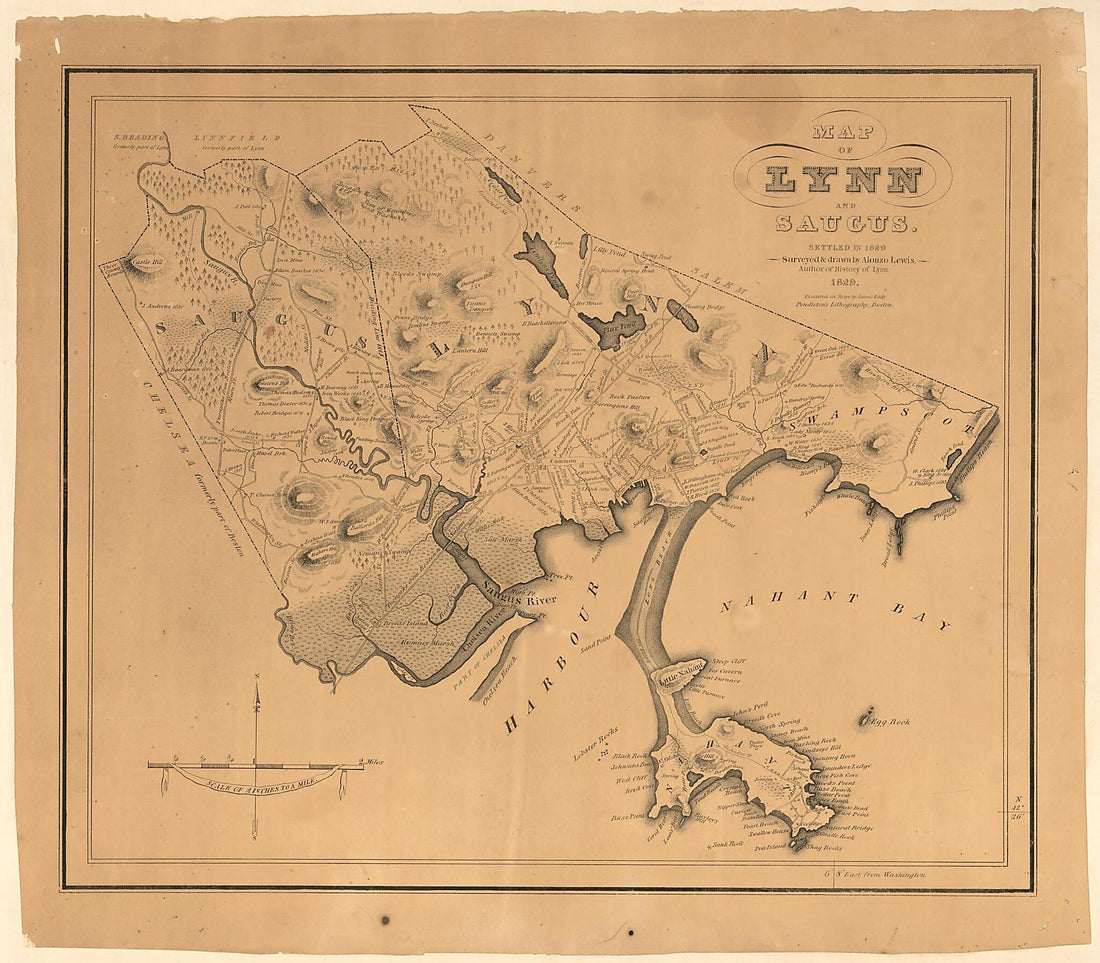 This old map of Map of Lynn and Saugus : Settled In 1629 from 1829 was created by James Eddy, Alonzo Lewis, Pendleton&