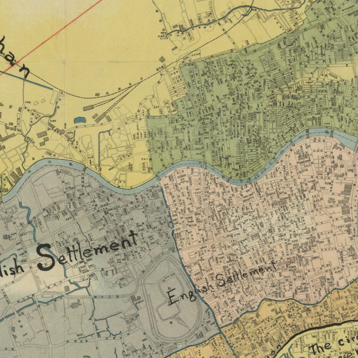 This old map of Shi Ce Shanghai Cheng Xiang Zu Jie Tu = a Consolidated Map of City of Shanghai. (实测上海城厢租借圖 = a Consolidated Map of City of Shanghai, Consolidated Map of City of Shanghai) from 1913 was created by  Shang Wu Yin Shu Guan i