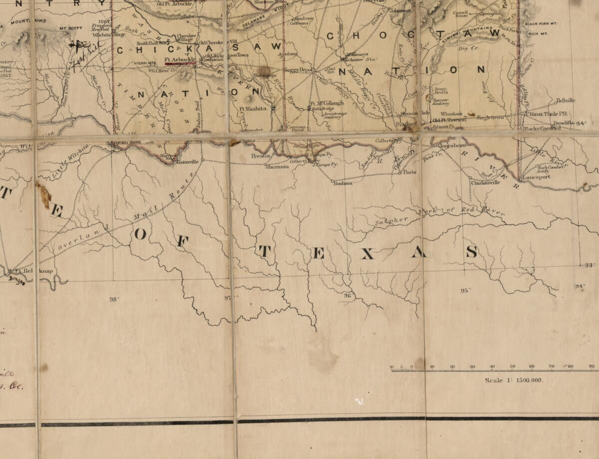 This old map of Indian Territory, With Part of the Adjoining State of Kansas, &c from 1866 was created by  United States. Army. Corps of Topographical Engineers in 1866