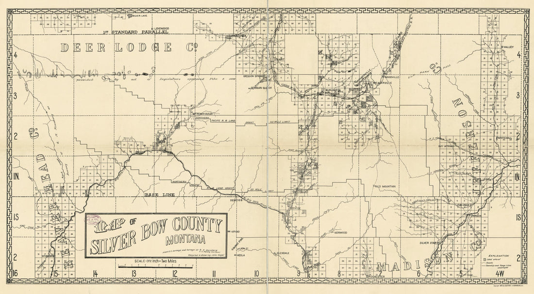 This old map of Map of Silver Bow County, Montana from 1890 was created by John Hagel in 1890
