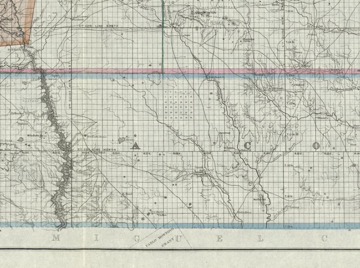 This old map of Sectional Map of Colfax and Mora Counties, New Mexico from 1889 was created by Edward Rollandet in 1889