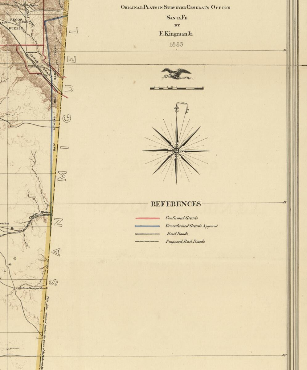 This old map of Topographical Map of Santa Fe County, New Mexico from 1883 was created by E. Kingman in 1883