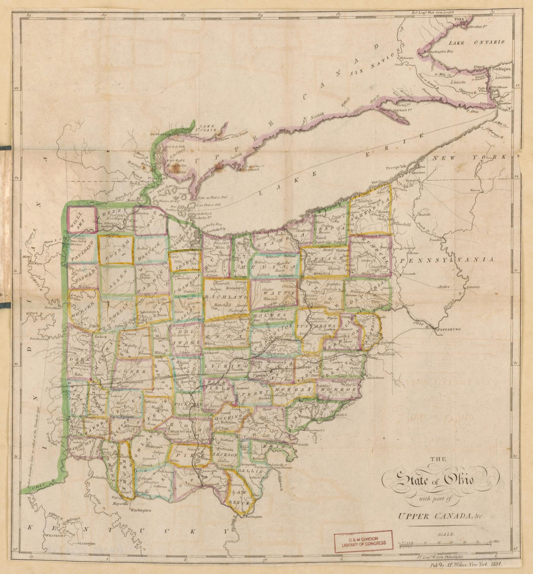 This old map of The State of Ohio, With Part of Upper Canada, &c. (Ohio) from 1834 was created by in 1834
