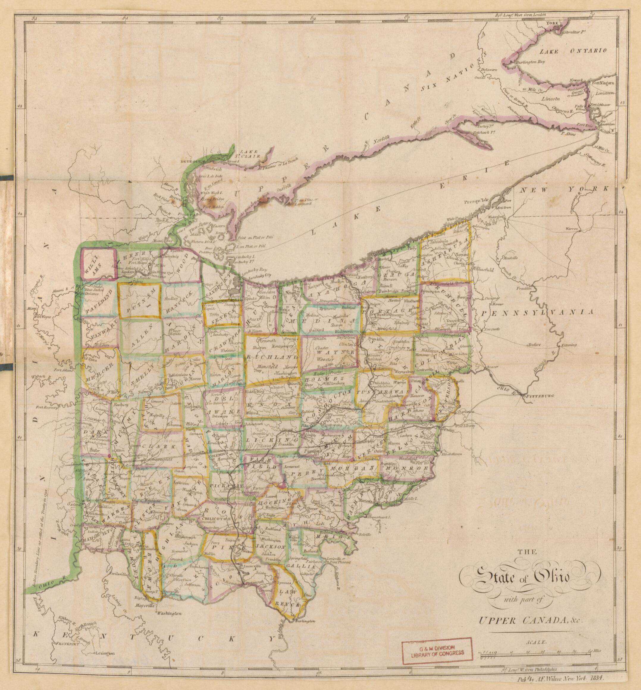 This old map of The State of Ohio, With Part of Upper Canada, &c. (Ohio) from 1834 was created by in 1834