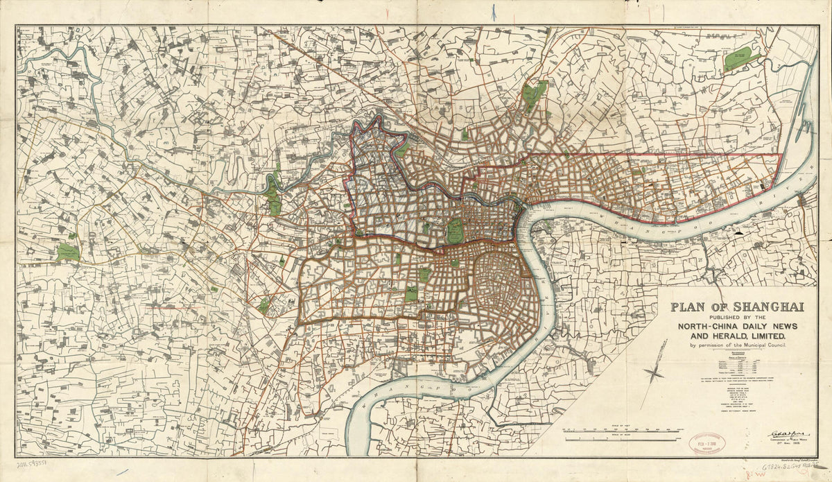 Plan of Shanghai in 1928 by Relic Map Company