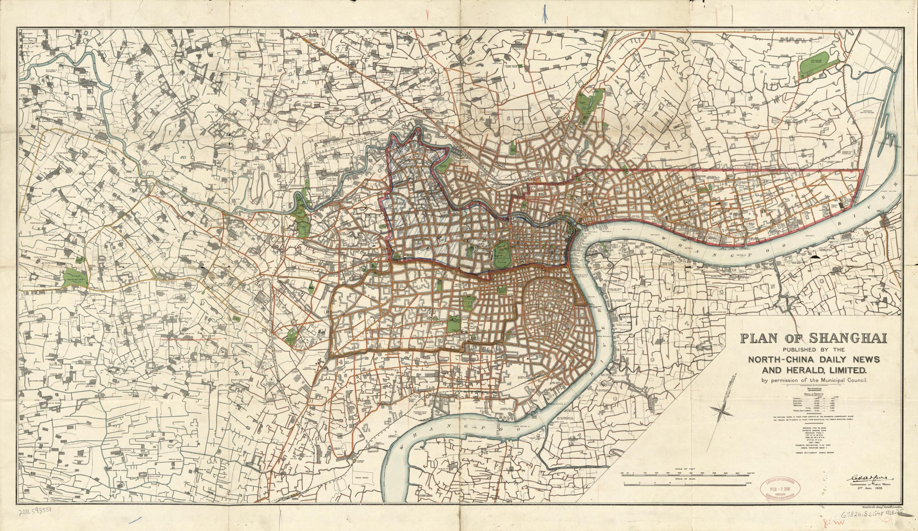 This old map of Plan of Shanghai from 1928 was created by Edward Stanford Ltd, Shanghai (China : International Settlement). Municipal Council in 1928