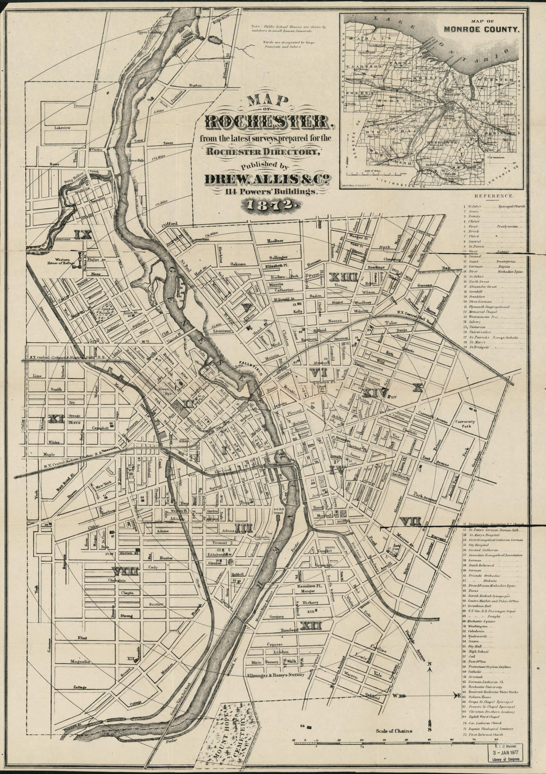 This old map of Map of Rochester : from the Latest Surveys from 1872 was created by Allis & Co Drew in 1872