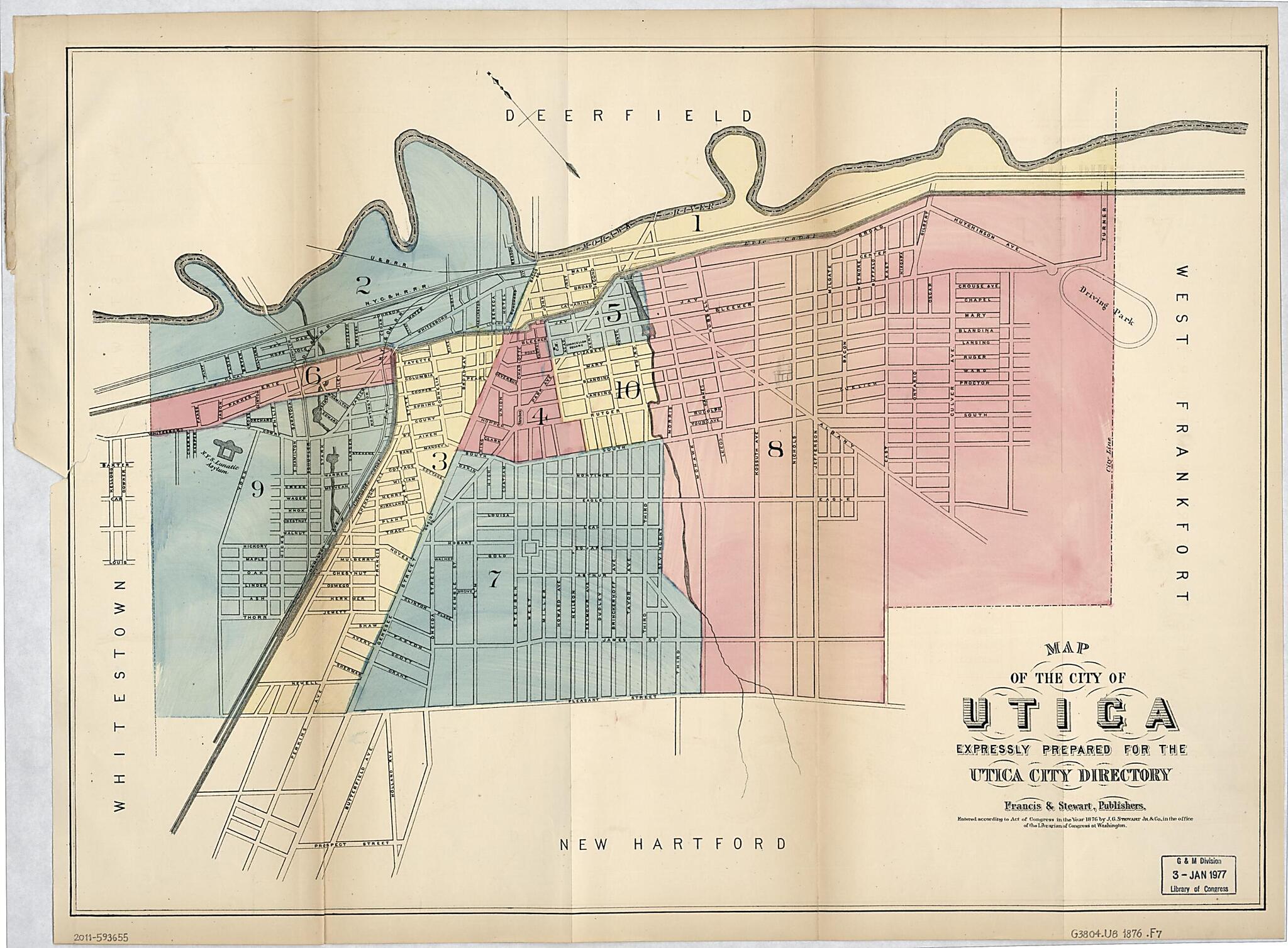 This old map of Map of the City of Utica from 1876 was created by Francis & Stewart, J.G. Stewart Jr. & Co in 1876