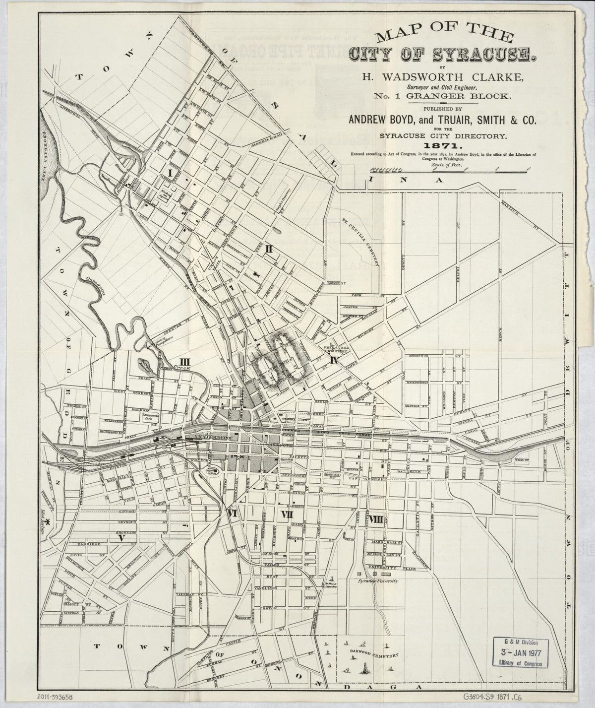 Map of the City of Syracuse 1871 by Relic Map Company