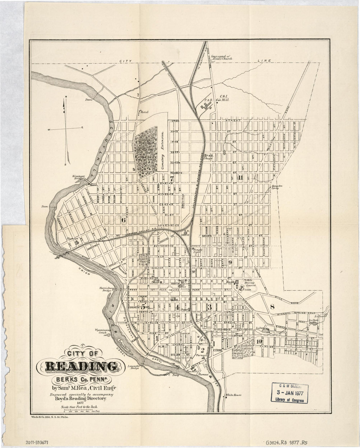 City of Reading, Berks Co. Penna 1877 by Relic Map Company