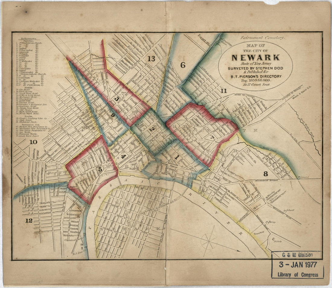 This old map of Map of the City of Newark, State of New Jersey from 1859 was created by Stephen Dod in 1859