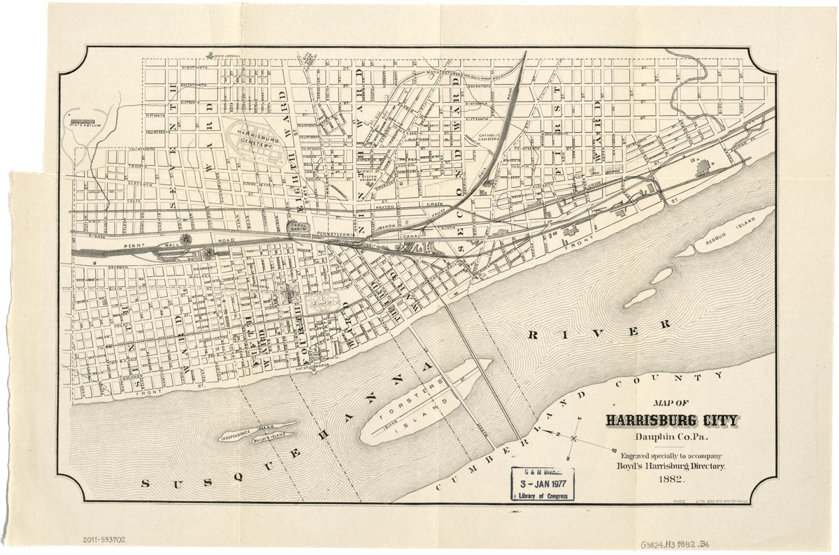 Map of Harrisburg City, Dauphin Co. Pennsylvania 1882 by Relic Map Company