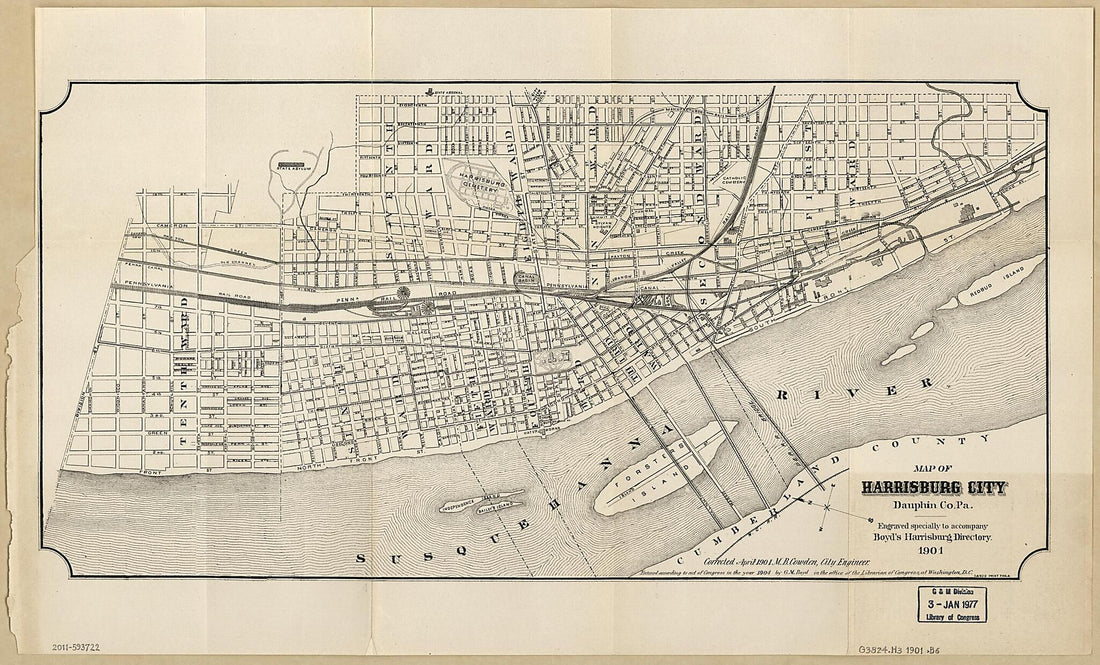 This old map of Map of Harrisburg City, Dauphin County Pennsylvania from 1901 was created by G. M. (Guy Mortimer) Boyd, M. B. Cowden, Harrisburg (Pa.). City Engineer in 1901