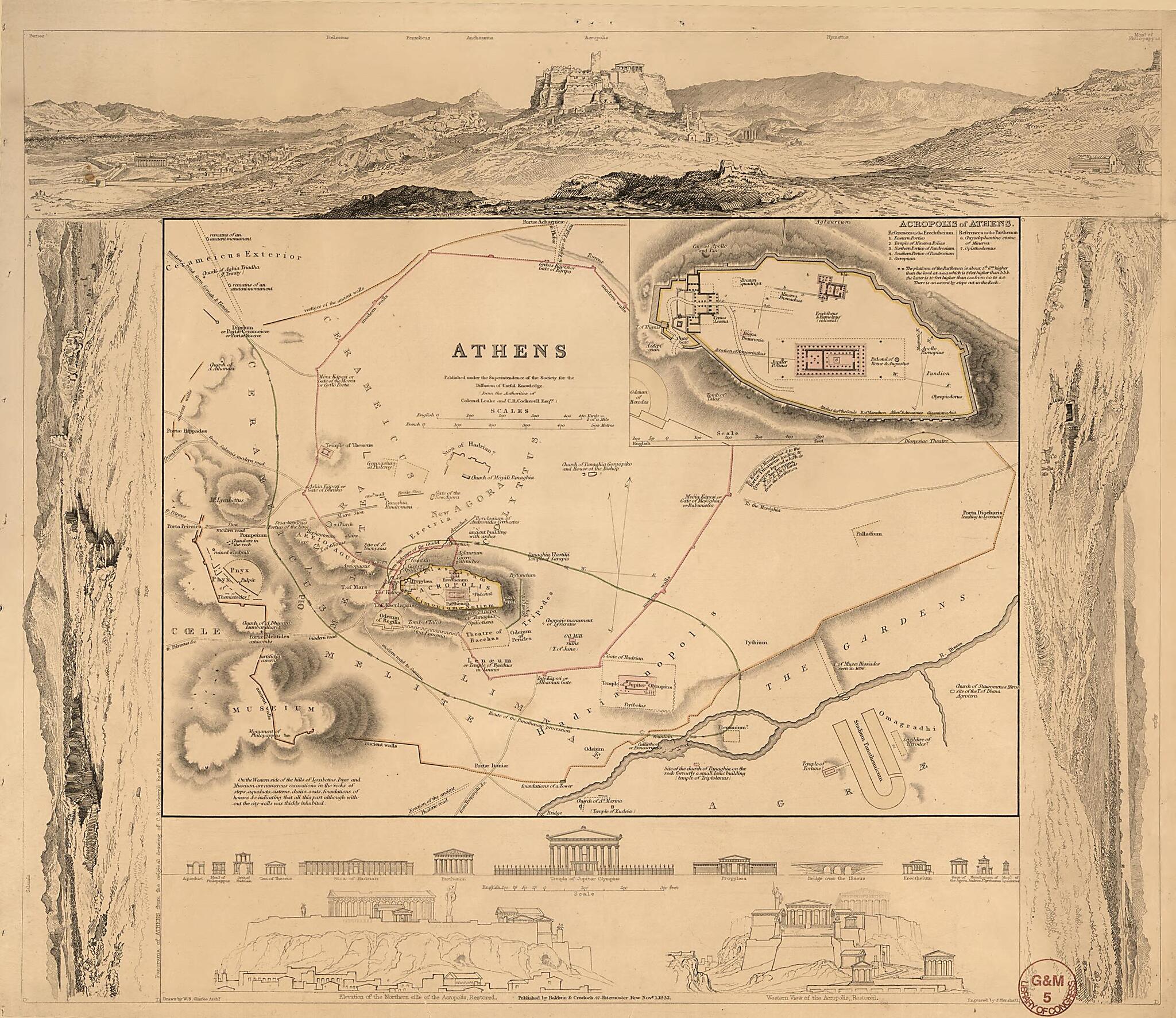 This old map of Athens from 1832 was created by Baldwin & Cradock, W. B. Clarke, C. R. (Charles Robert) Cockerell, J. Henshall, William Martin Leake, Society for the Diffusion of Useful Knowledge (Great Britain) in 1832