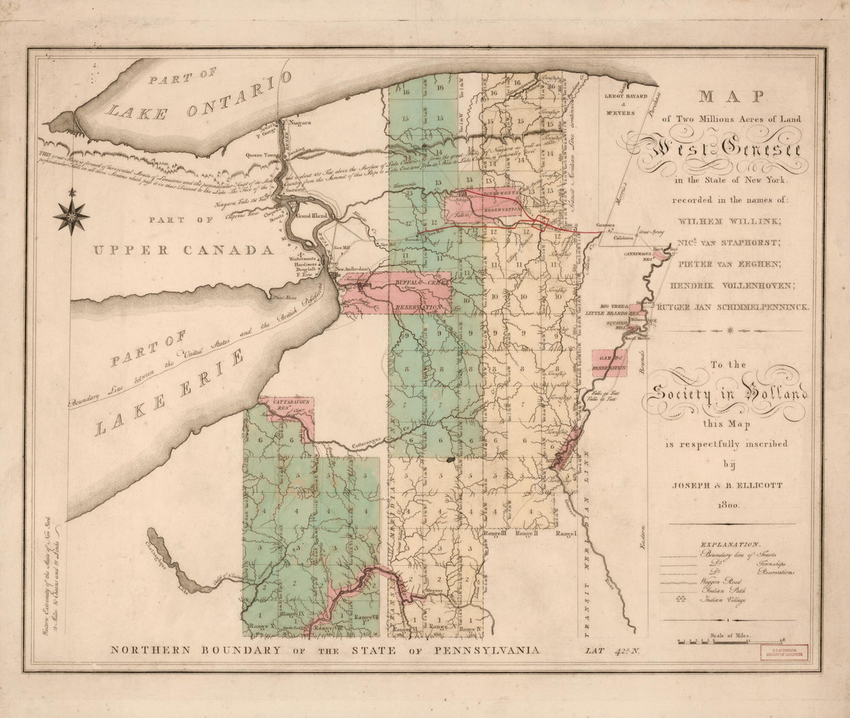 Map of Two Millions Acres of Land, West Genesee, In the State of New York : Recorded In the Names of Wilhem Willink, Nic&