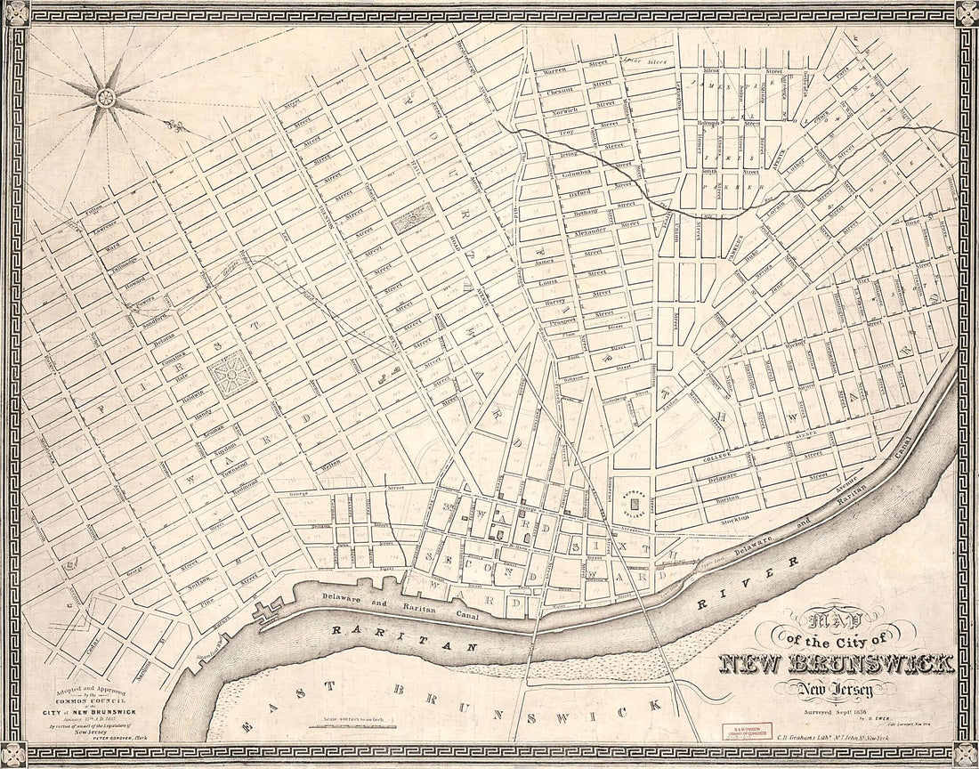 This old map of Map of the City of New Brunswick, New Jersey from 1836 was created by C.B. Graham&