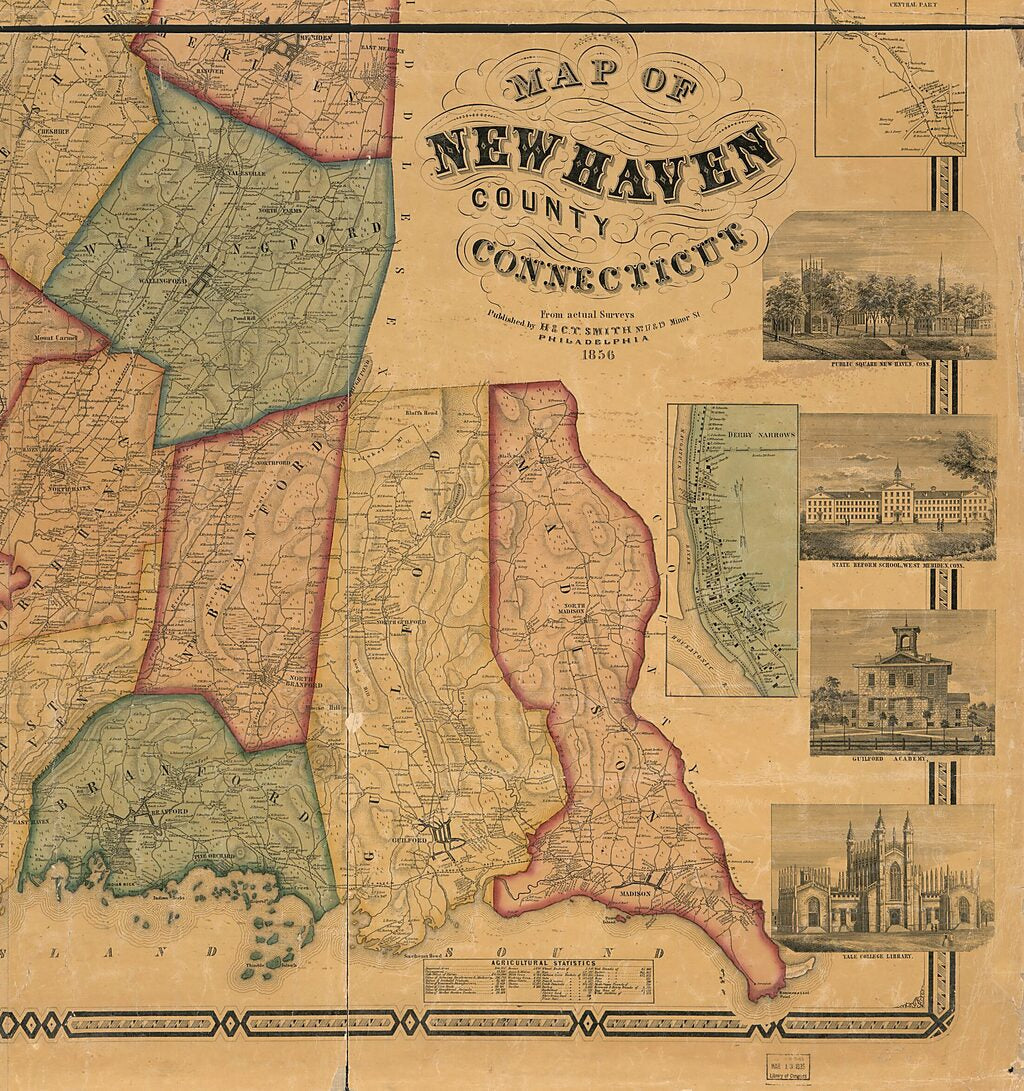 This old map of Map of New Haven County, Connecticut from 1856 was created by  H & C.T. Smith (Firm) in 1856