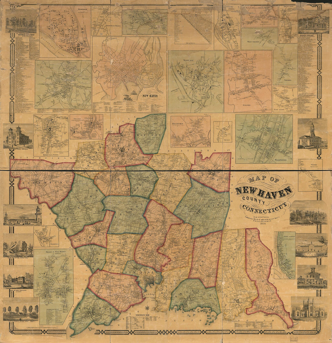 This old map of Map of New Haven County, Connecticut from 1856 was created by H & C.T. Smith (Firm) in 1856