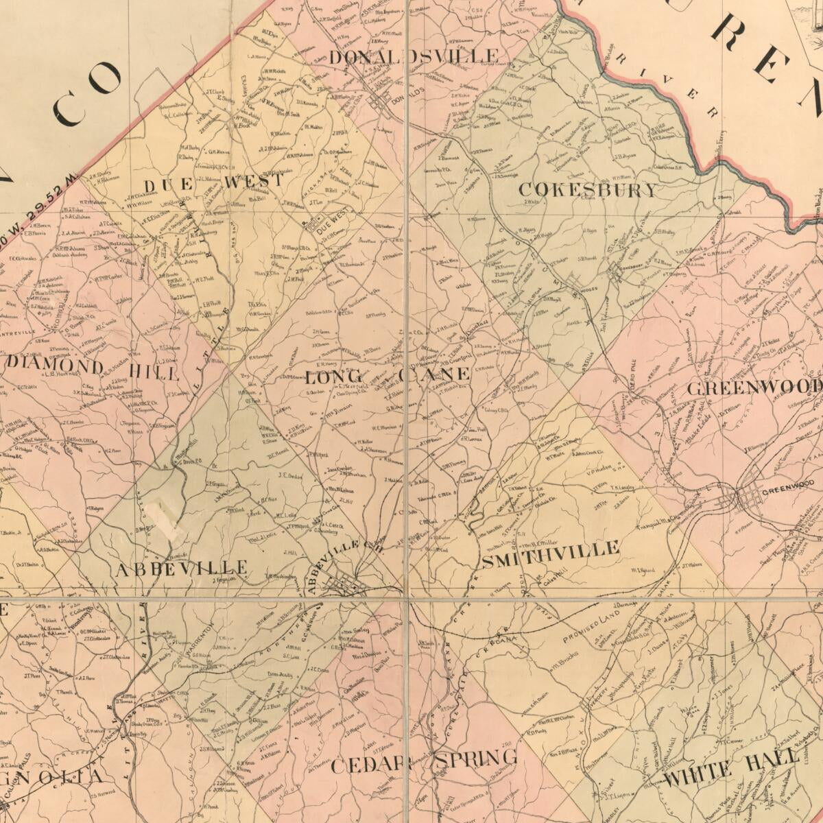 This old map of Official Topographical Map of Abbeville Co., South Carolina (Topographical Map of Abbeville County, South Carolina, Map of Abbeville County, South Carolina) from 1895 was created by W. P. (William P.) Bullock, Paul L. Grier in 1895