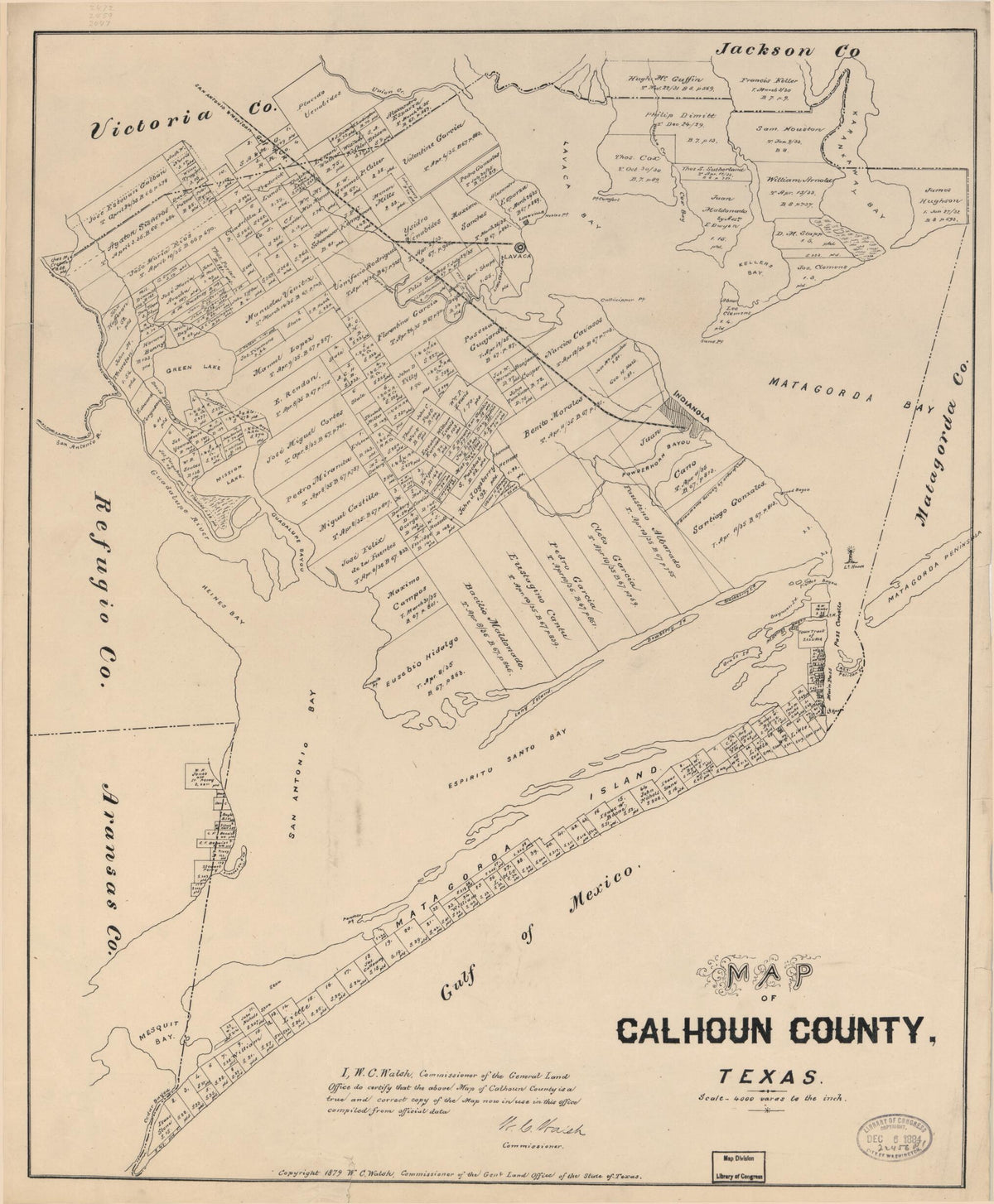 Map of Calhoun County, Texas 1879 by Relic Map Company