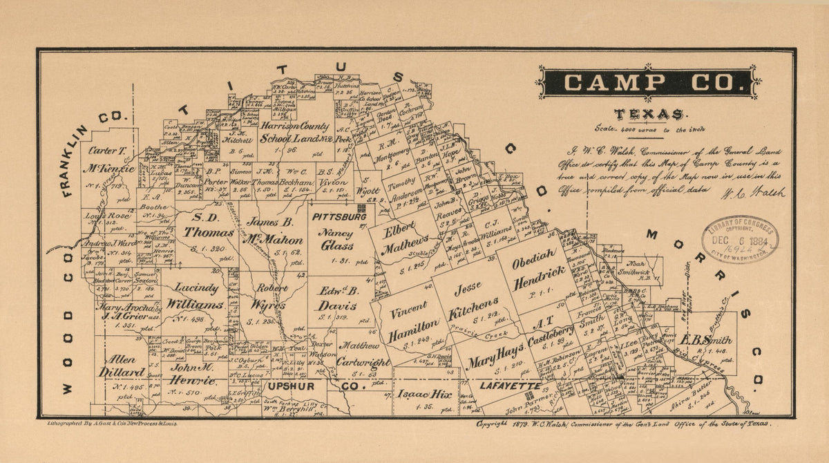 Camp Co., Texas. (Camp County, Texas) 1879 by Relic Map Company
