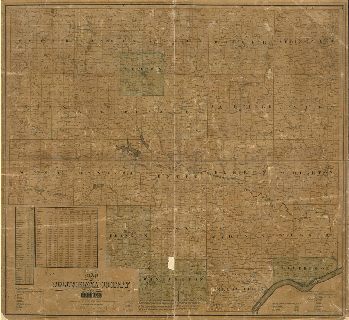 Map of Columbiana County, Ohio 1841 by Relic Map Company