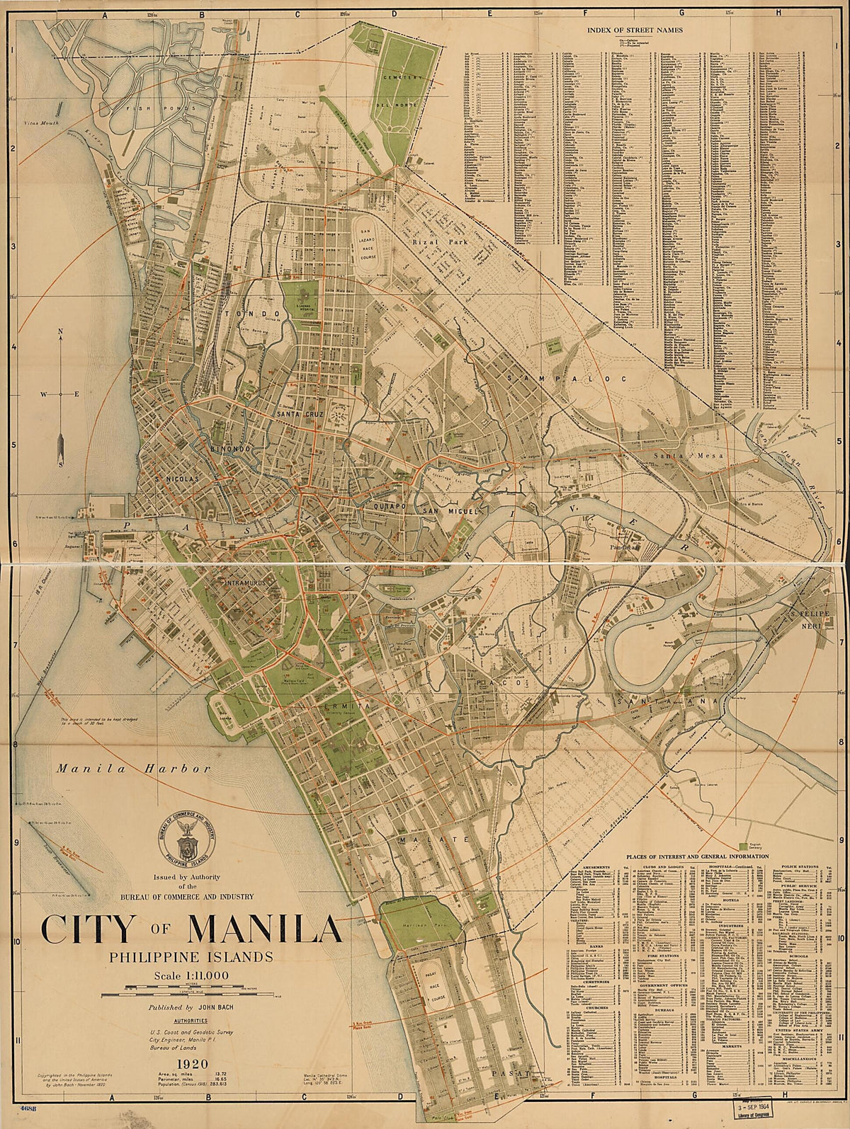 City of Manila, Philippine Islands 1920 by Relic Map Company