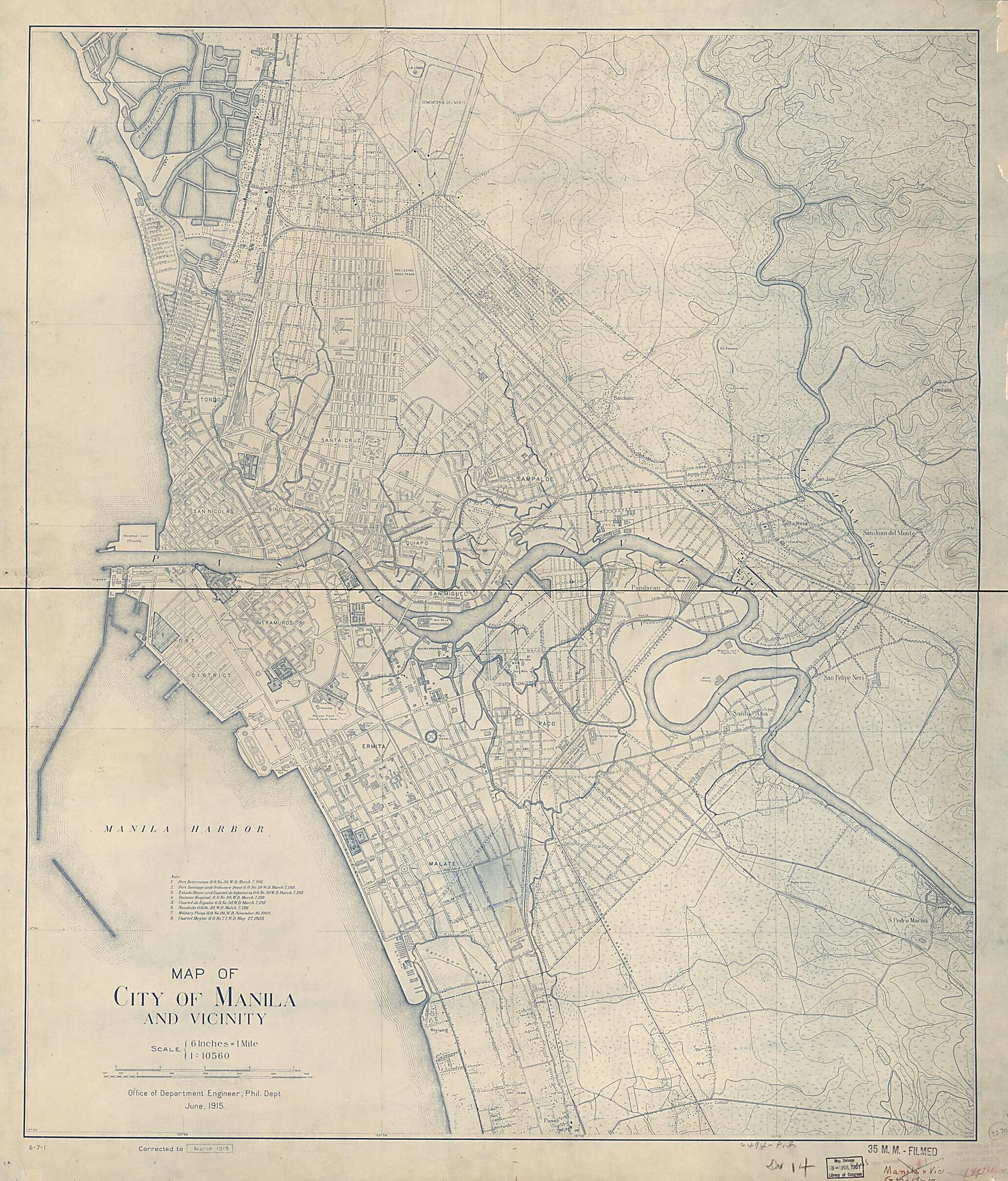 This old map of Map of City of Manila and Vicinity (City of Manila and Vicinity) from 1919 was created by in 1919