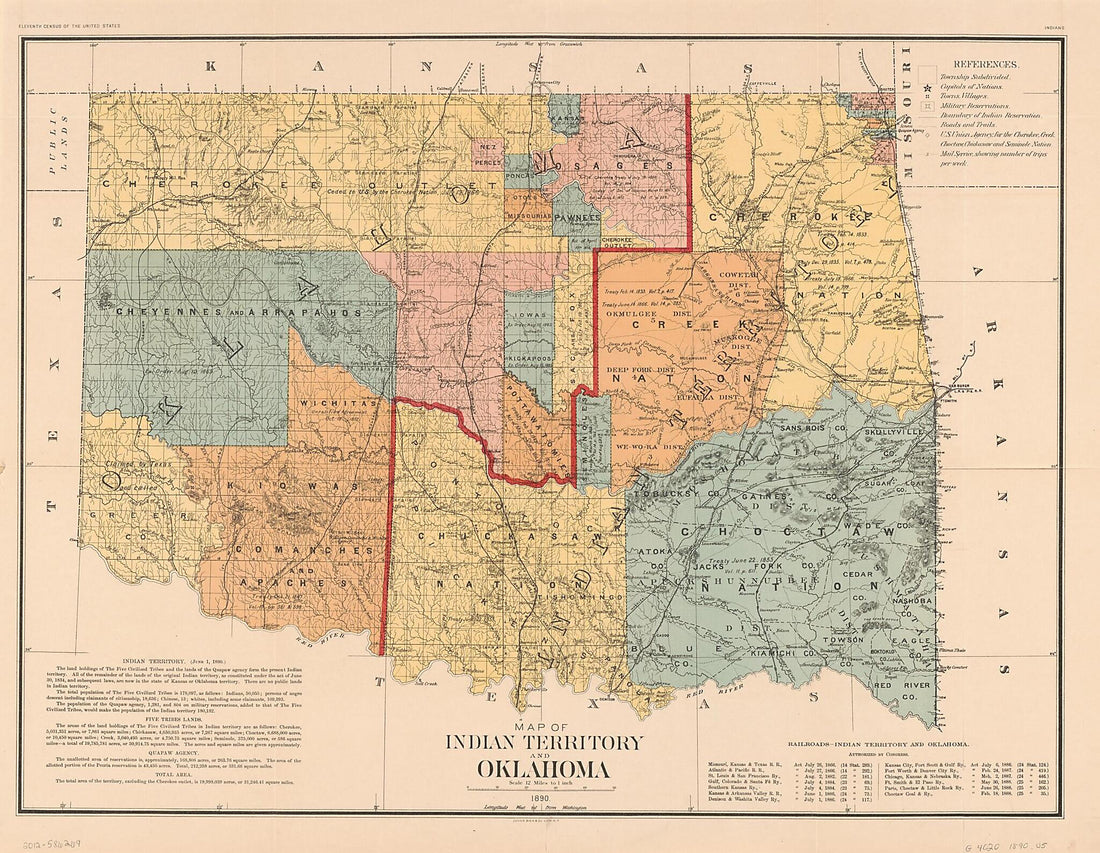 This old map of Map of Indian Territory and Oklahoma from 1890 was created by United States. Bureau of the Census in 1890