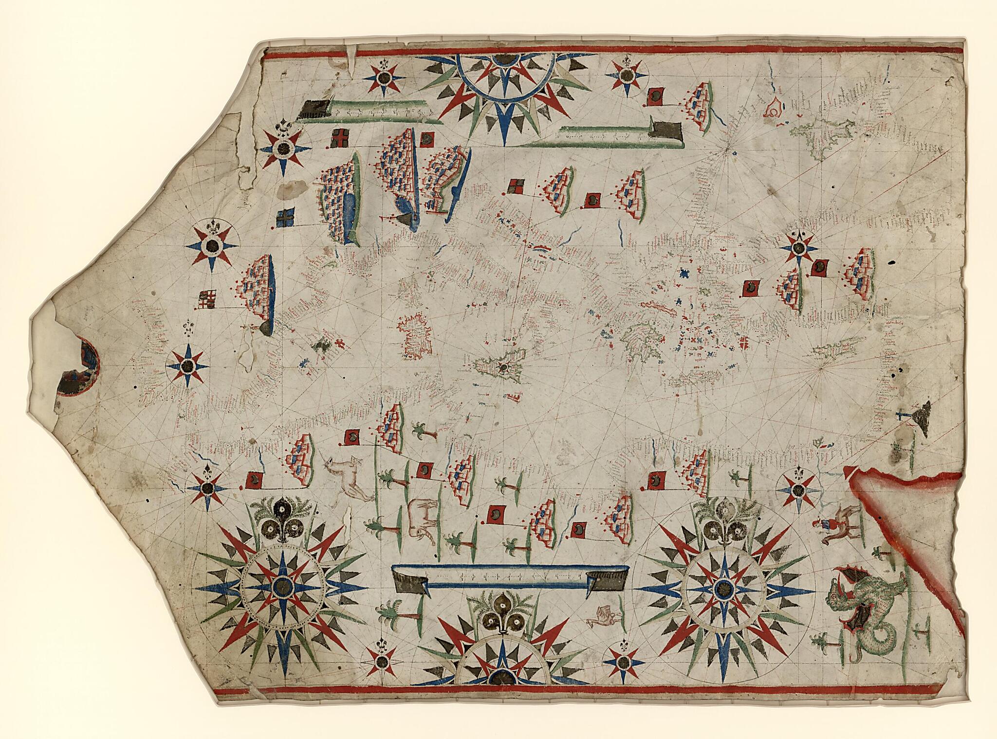 This old map of Portolan Chart of the Mediterranean and Black Seas With the West Coast of Spain and Portugal from 1580 was created by Placido Oliva in 1580
