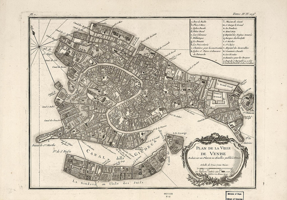 Plan De La Ville De Venise : Reduit Sur Un Plan En 20. Feuilles Publié à Venise 1764 by Relic Map Company