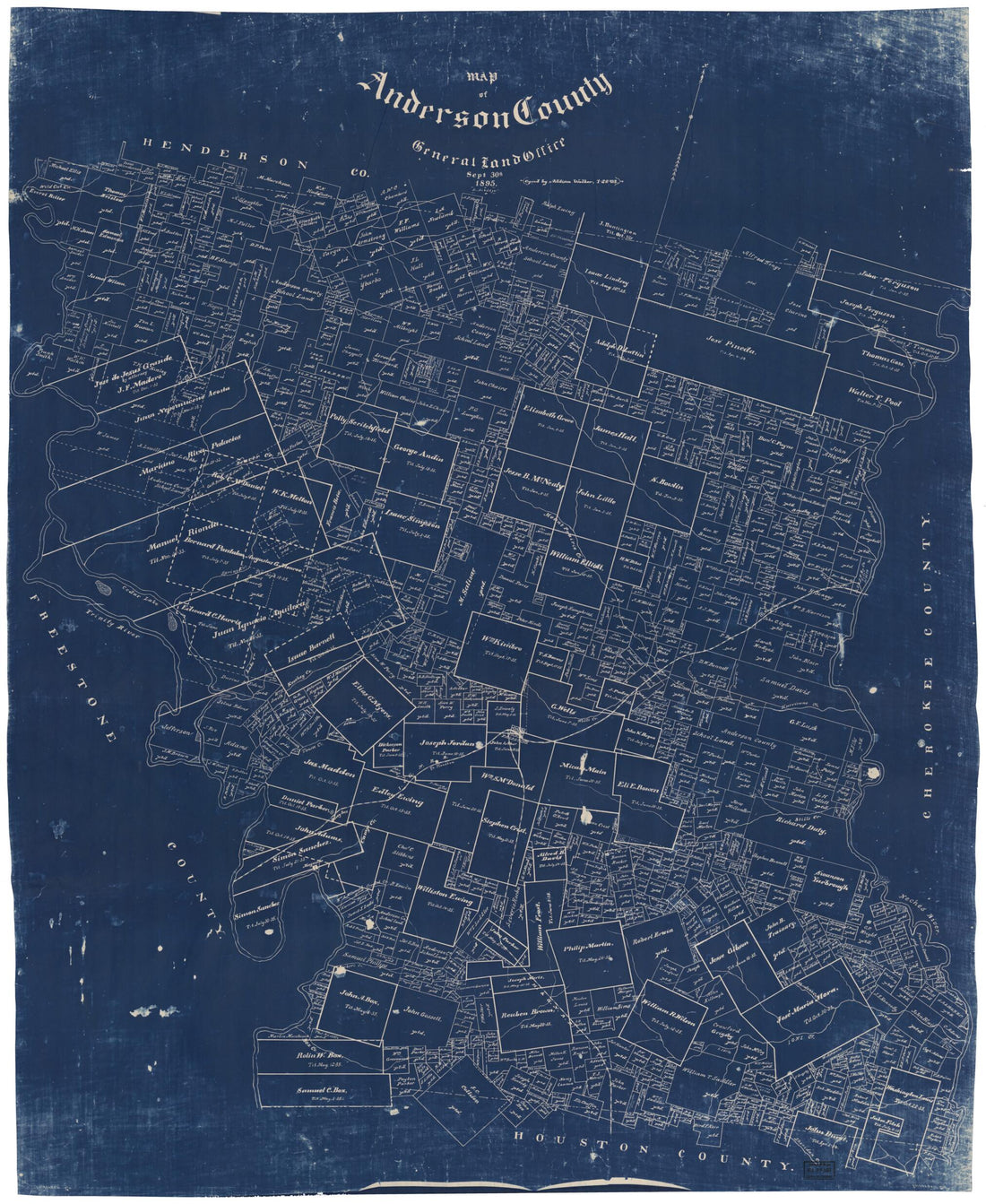 This old map of Map of Anderson County from 1895 was created by Texas. General Land Office in 1895