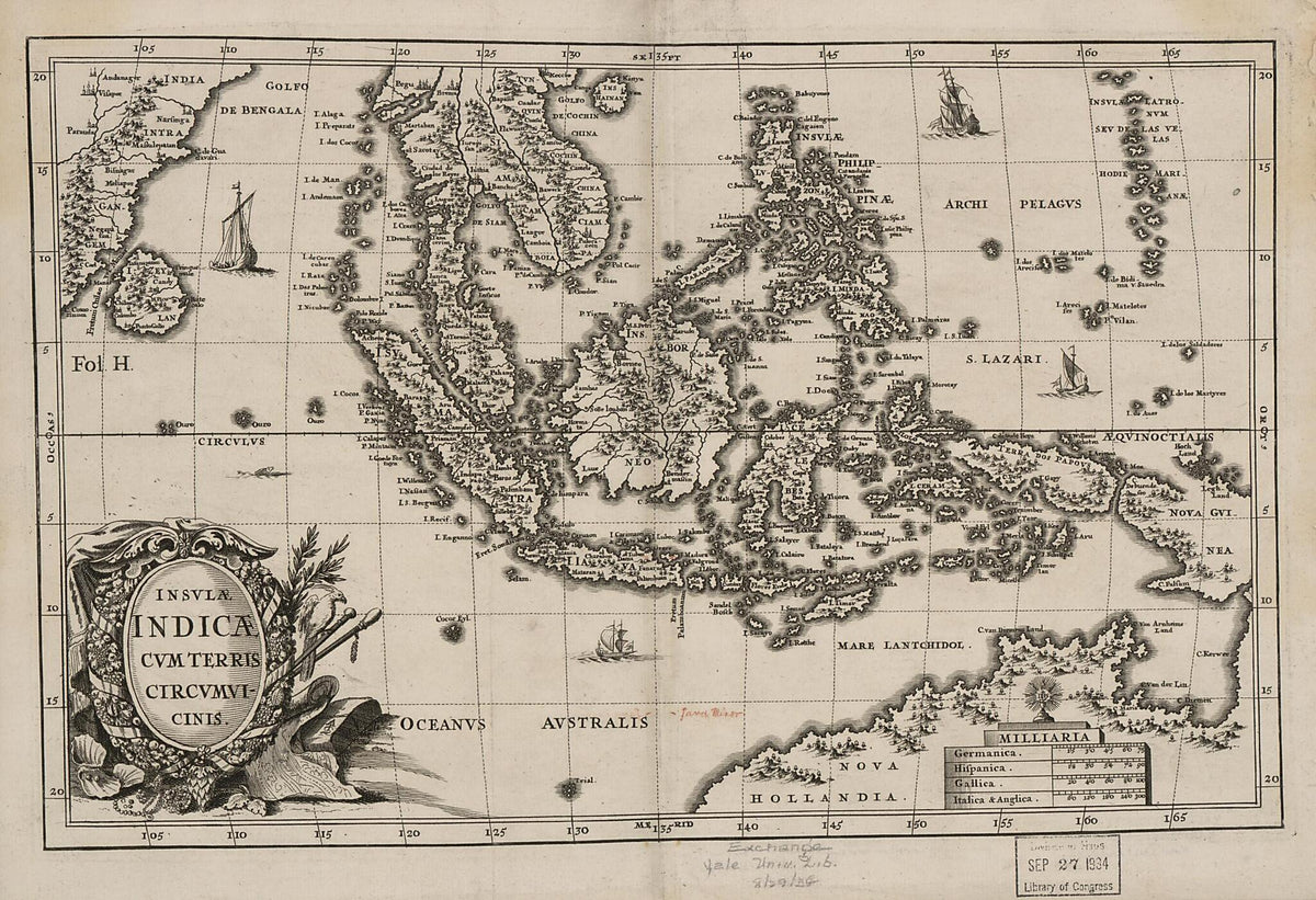 Insulæ Indicæ Cum Terris Circumvicinis. (Insvlæ Indicæ Cvm Terris Circvmvicinis) 1600 by Relic Map Company