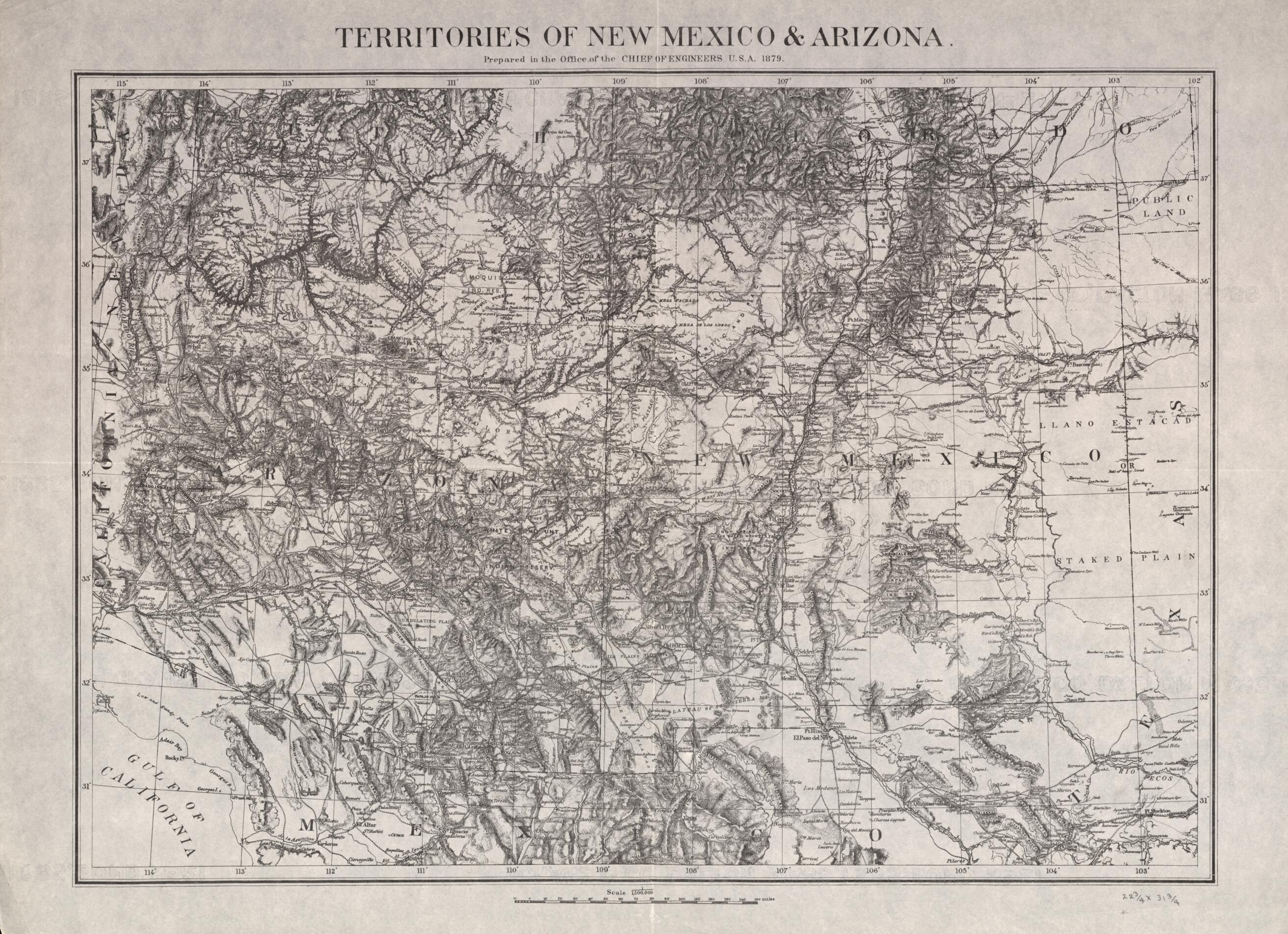 This old map of Territories of New Mexico & Arizona / Prepared In the Office of the Chief of Engineers U.S.A., from 1879. (Territories of New Mexico and Arizona) was created by United States. Army. Office of the Chief of Engineers in 1879