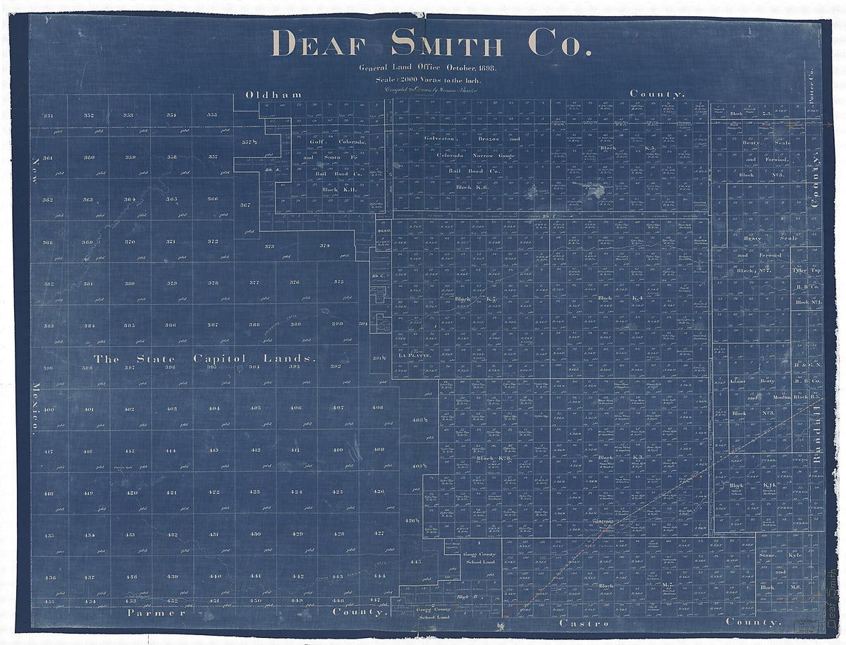 Deaf Smith Co in 1898 by Relic Map Company