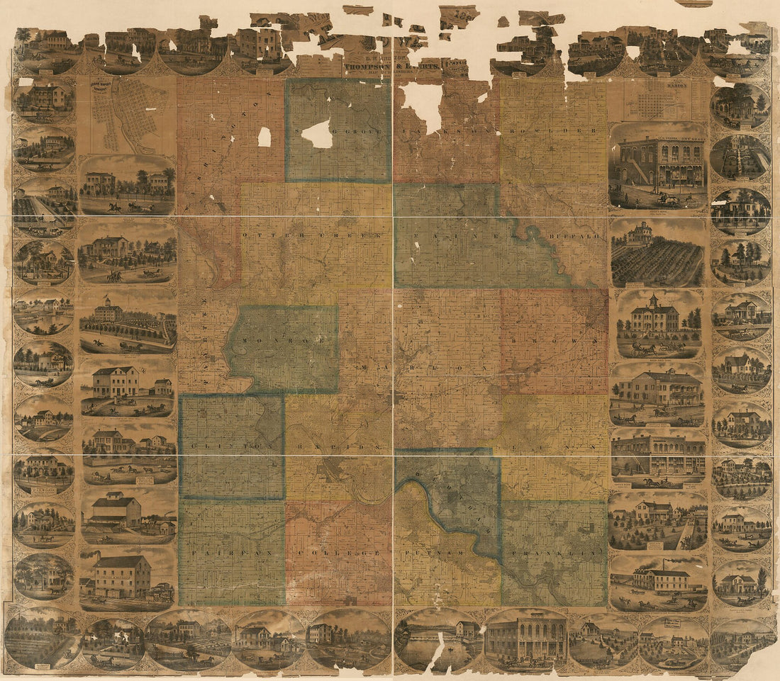 This old map of Map of Linn County, Iowa from 1869 was created by D.W. Ensign & Co in 1869