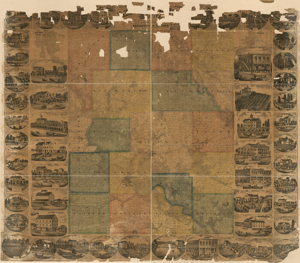 Map of Linn County, Iowa 1869 by Relic Map Company