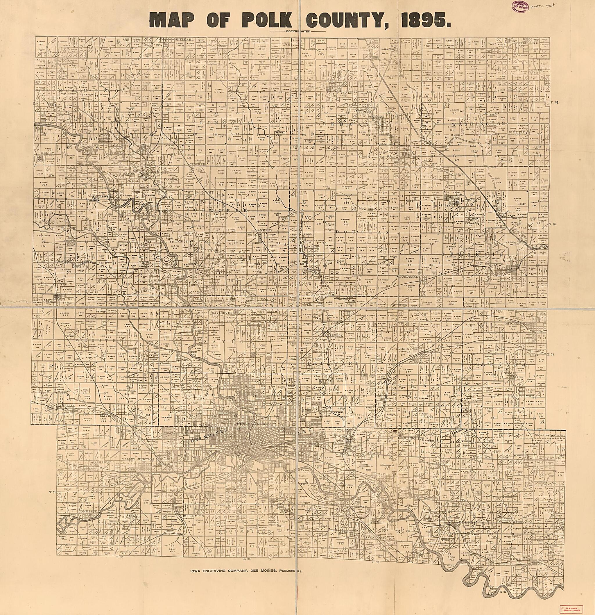 This old map of Map of Polk County, Iowa, from 1895 was created by in 1895
