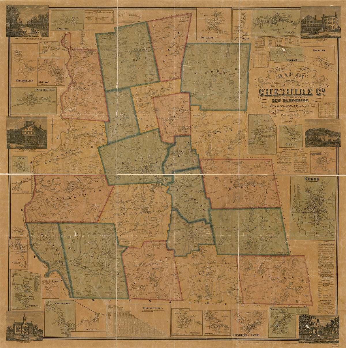 Map of Cheshire County, New Hampshire (Map of Cheshire County, New Hampshire) 1858 by Relic Map Company